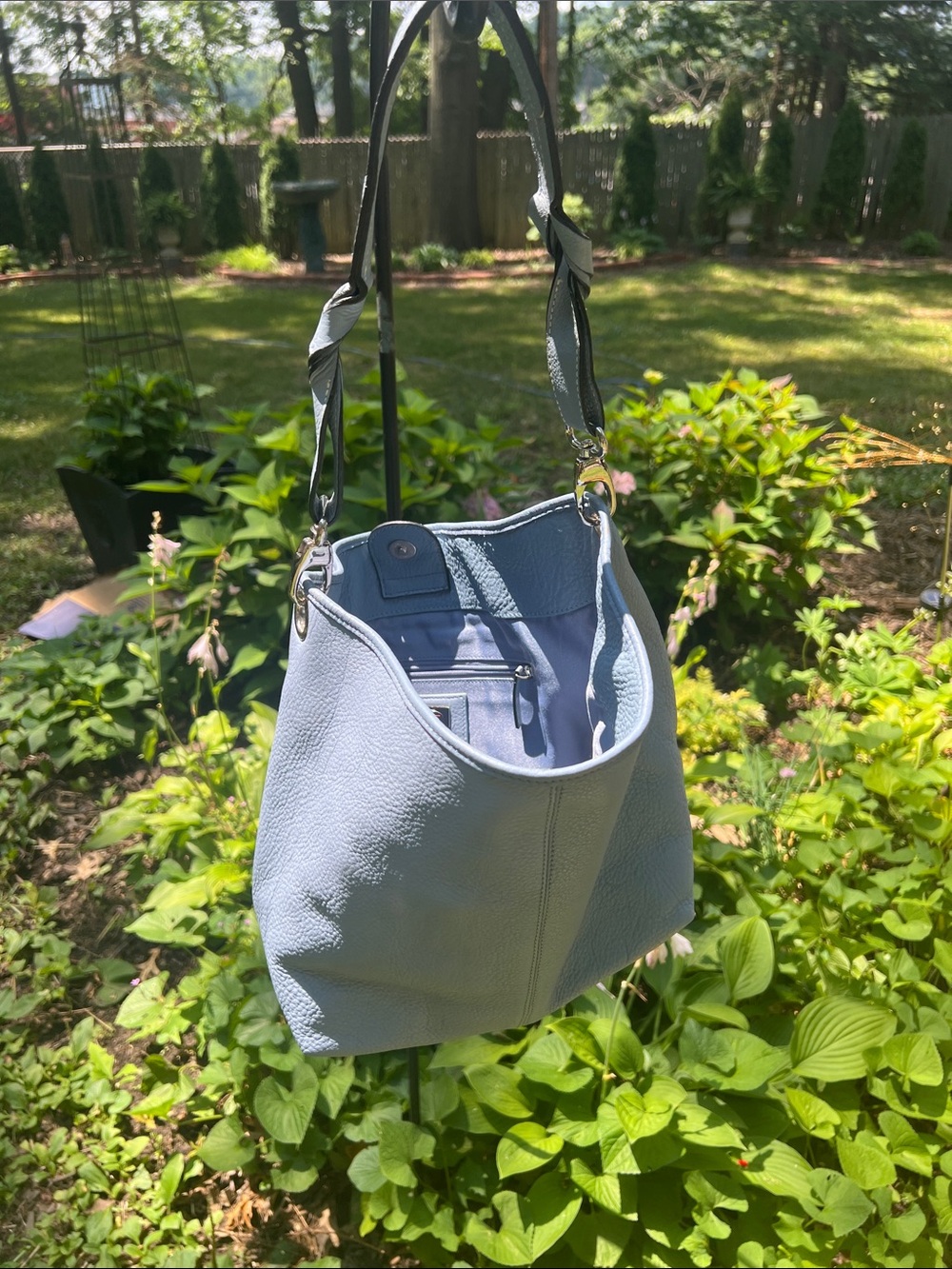 Talbots classic Women's Light Blue Leather Shoulder Bag